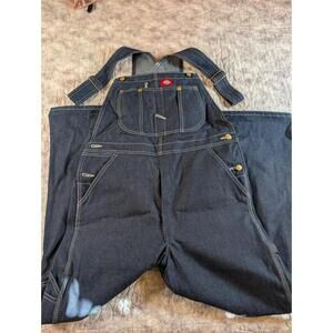 Dickies Men’s Rigid Denim Bib Overalls Blue 32x30 Workwear Carpenter Jeans NWT